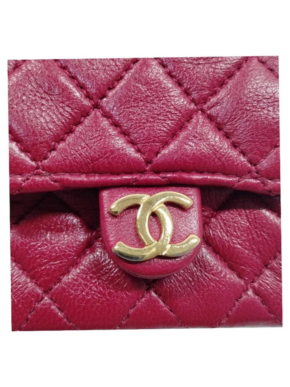 Authentic Chanel Mini Classic Flap Coin Purse Red Quilted Lambskin Chain Bag - Picture 8 of 14